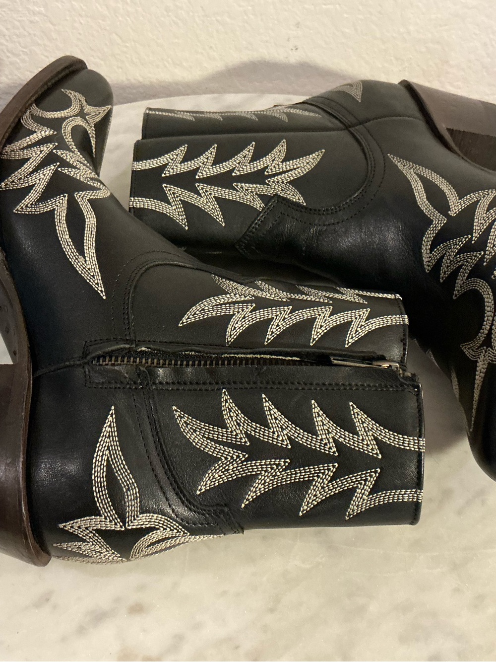 Stetson Black Ankle Western Boots with White Stitching Wm Sz 8.5 - Picture 10 of 17